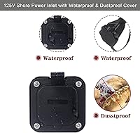 Vista 8 de KUNCAN Enchufe de puerto de CA de 15 A, enchufe de entrada de alimentación de 125 V con cable de extensión de 18 pulgadas, enchufe NEMA 5-15