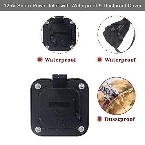 Miniatura 7 de KUNCAN Enchufe de puerto de CA de 15 A, enchufe de entrada de alimentación de 125 V con cable de extensión triple de 18 pulgadas, enchufe NEMA 5-15
