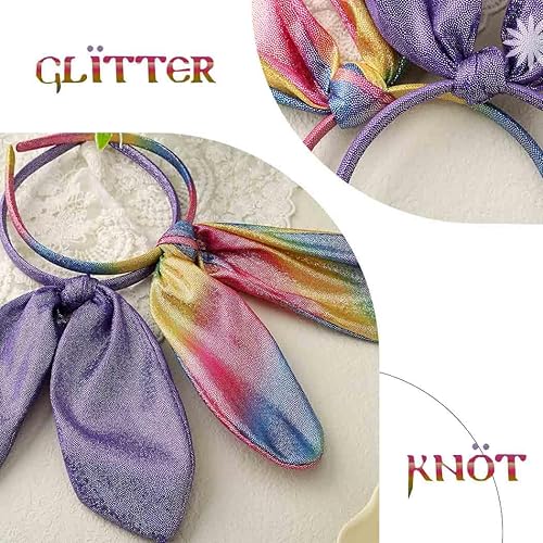 Miniatura 3 de Diadema de orejas de conejo para niñas, orejas de conejo rosa, diadema de conejo con purpurina, lindo disfraz para fiesta y cosplay