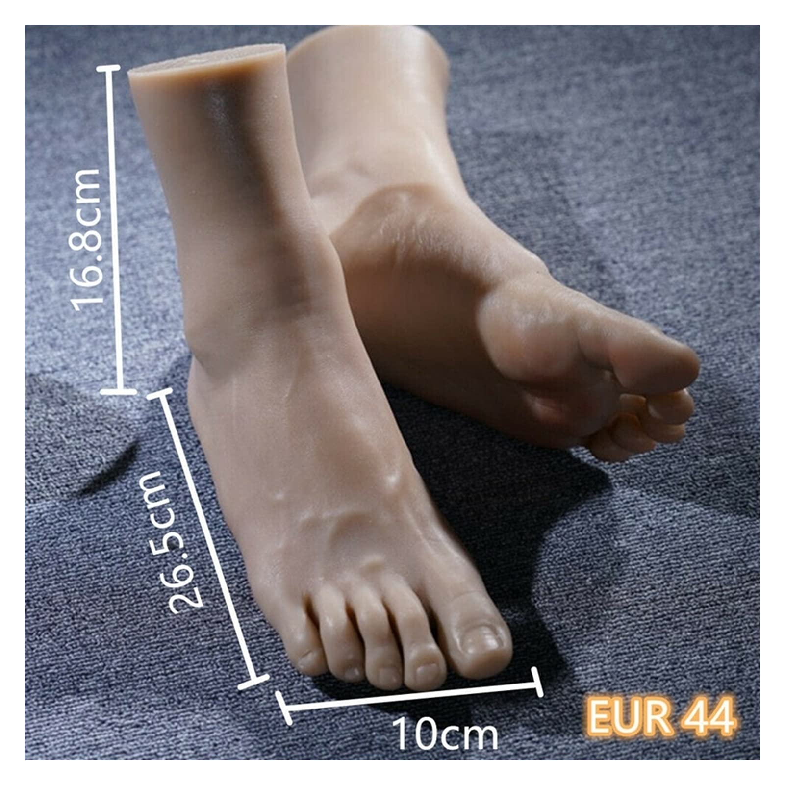 Modelo de pie de silicona realista 1 par de hombres de silicona pies maniquíes uno derecho izquierdo modelo de modelo for zapatos de visualización 44 tamaño(1 pcs right)