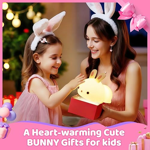 Miniatura 7 de Luz de noche LED para niños portátil de conejito de silicona suave recargable cambia de color