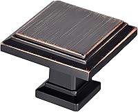 Vista 1 de Perillas cuadradas para gabinete, paquete de 20 tiradores de cajón de bronce aceitado de 1.3 pulgadas, accesorios de gabinete vintage para pomos