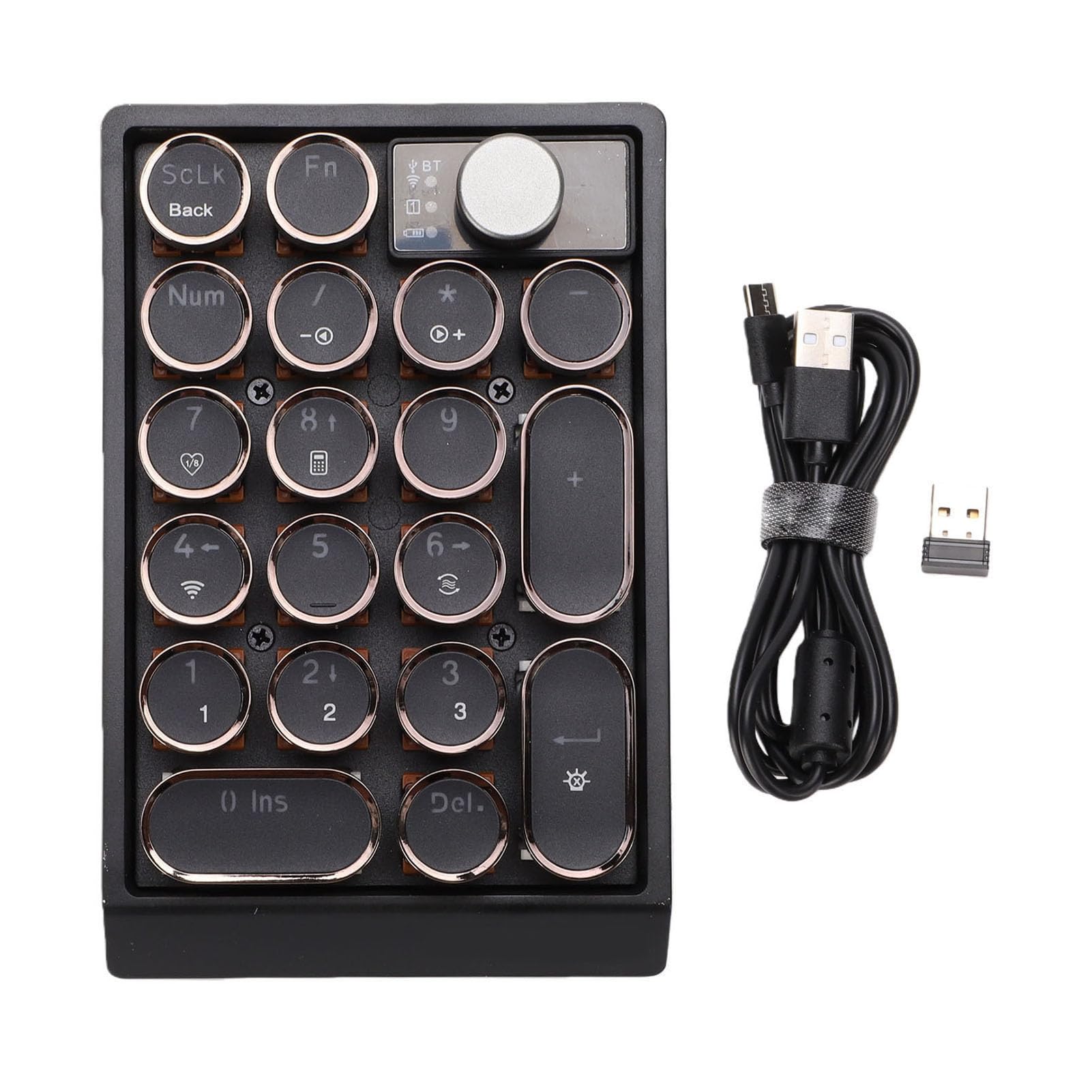 ANGGREK Teclado Numérico Inalámbrico, 19 Teclas Retro Mecánico Numpad 3