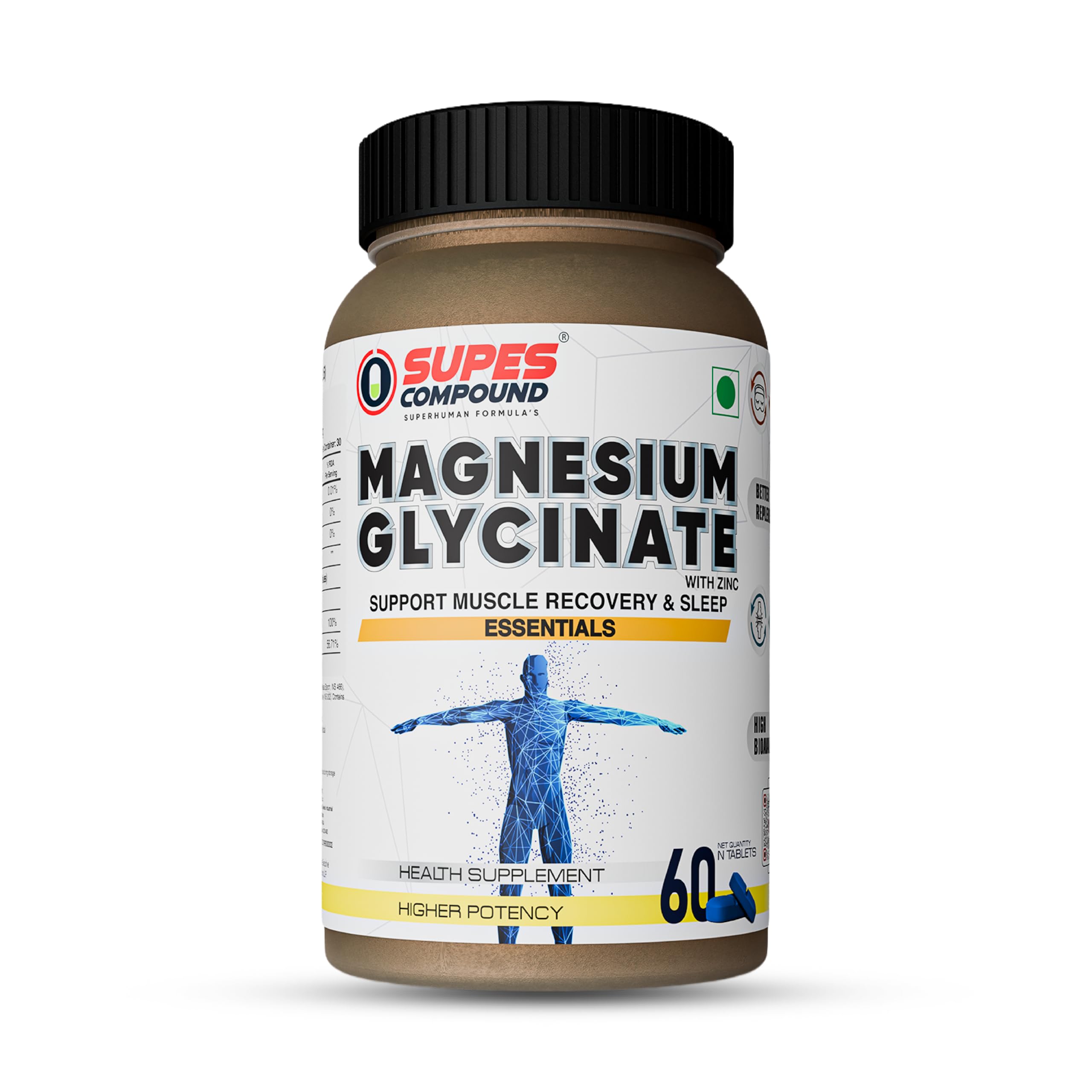 Magnesium Glycinate 2000mg with Zinc | High Bioavailability Magnesium Supplement for Sleep, Muscle Recovery & Bone Health | Supports Relaxation & Recovery | 60 Tablets-picture-13