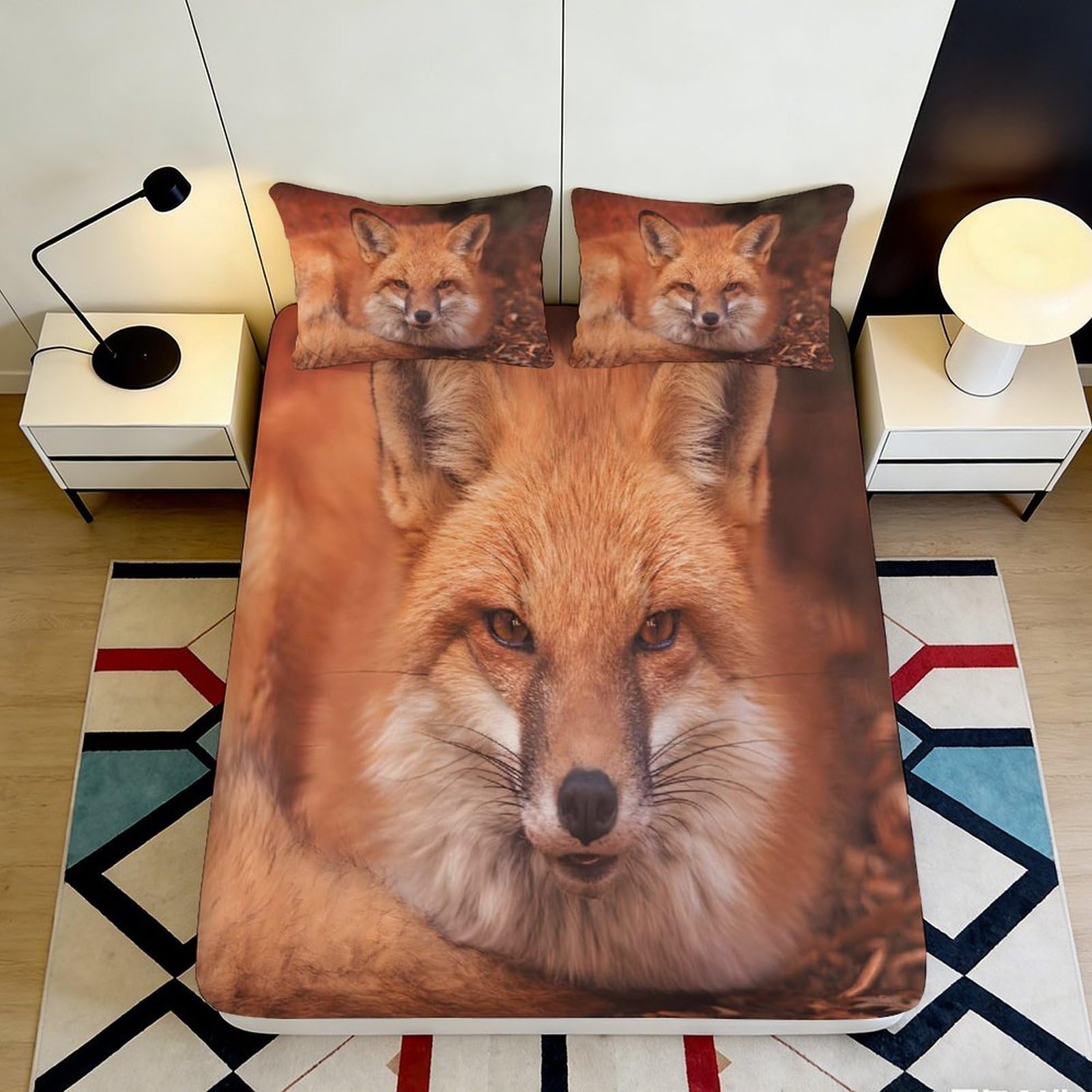 Ctjqhvmx Style-3 3D Printed Fox Fitted Sheet Microfiber Deep Pocket Non-Slip Full Wrap Fox Mattress Fitted Cover Bedroom Bedding For Adults Teens 90X200x25cm 90X200x25cm
