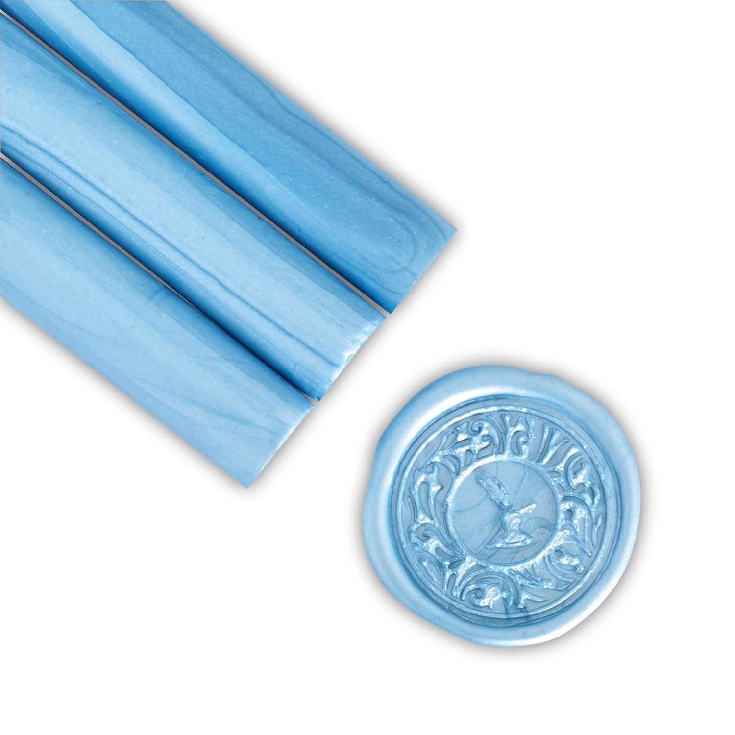 Light Blue Pearl Premium Glue Gun Sealing Wax for Wax Seal Stamps, Letters, Wedding Invitations-Pack of 6