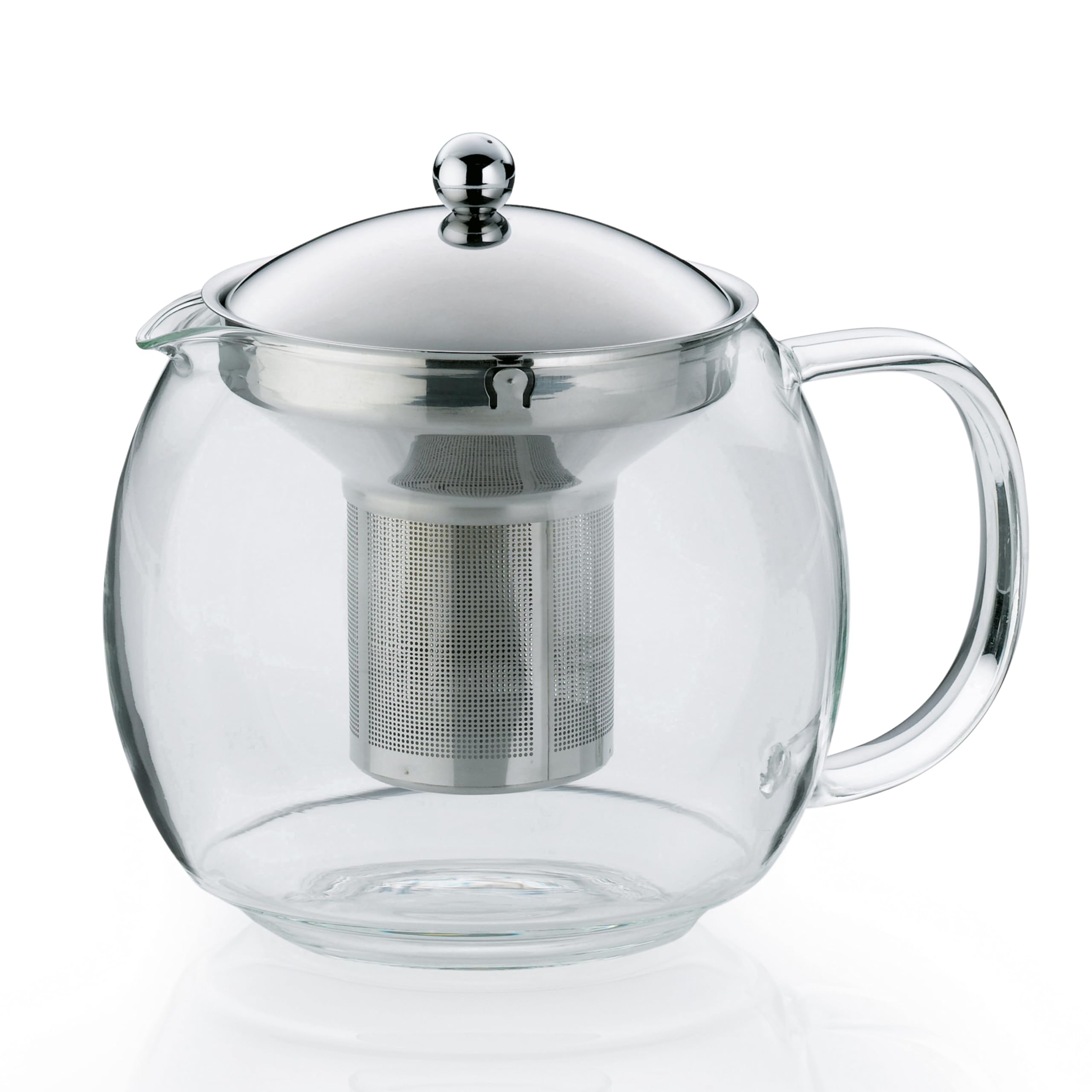 kela Glas Teekanne mit Siebeinsatz, Teekanne Glas 1,5 l CYLON, Glaskanne für losen Tee und Teebeutel, Teebereiter