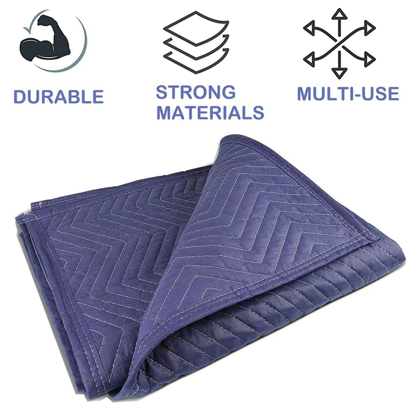 4 Coperte per Traslochi 40X72 Pollici Coperte da Imballaggio Resistenti per Traslochi, Spedizioni, Mobili, Avvolgimento per Mobili-Blu
