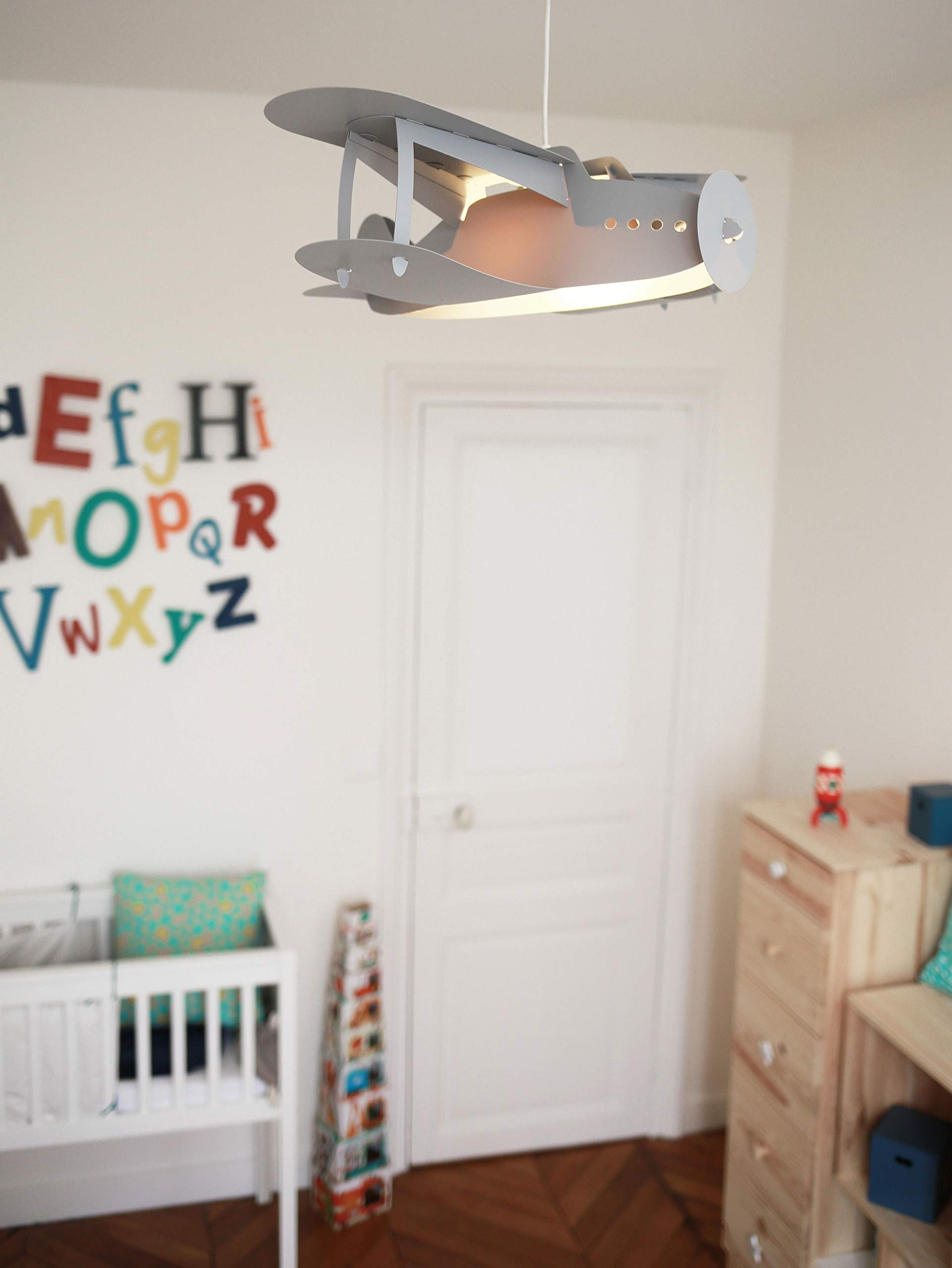 R&M Coudert Lámpara de techo colgante para habitación infantil, color gris