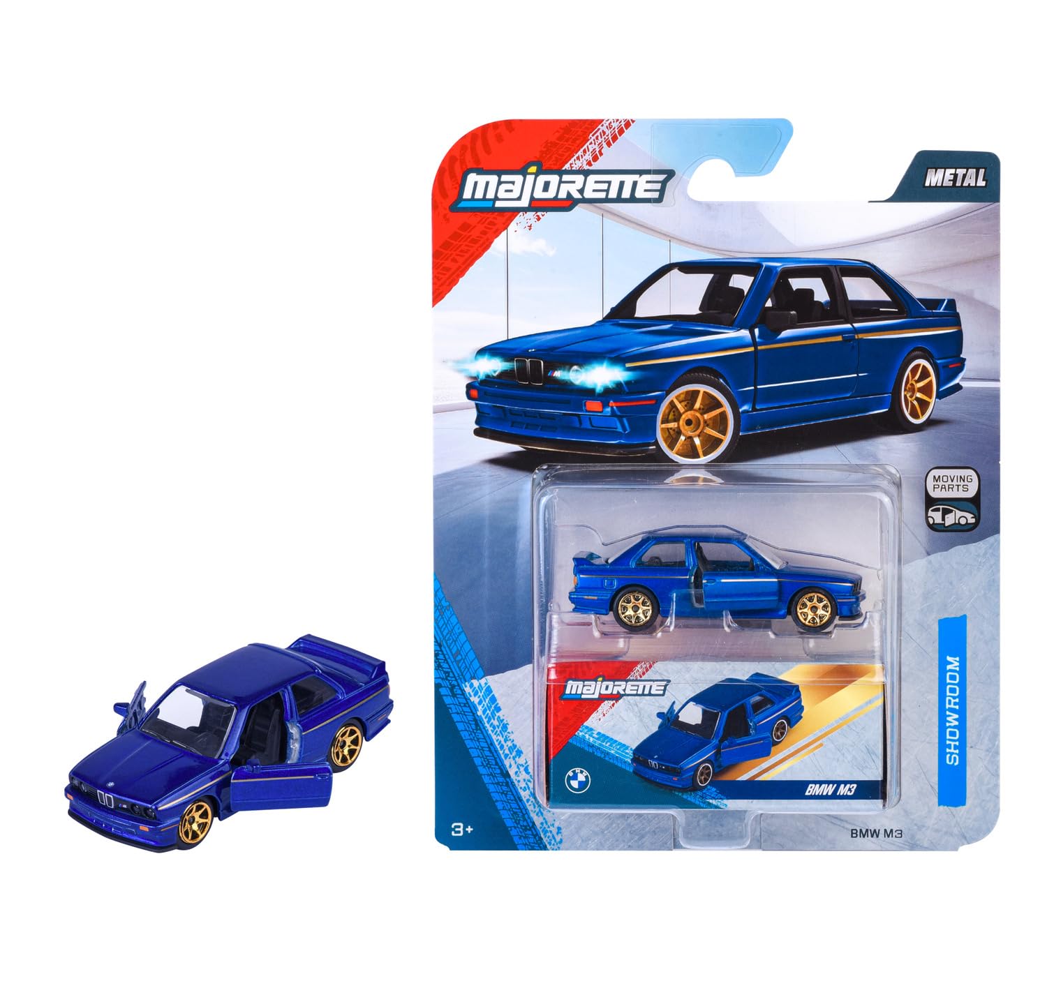 Majorette Deluxe BMW M3 - samochód kolekcjonerski z metalu z wolnym biegiem, zawieszeniem i otwieranymi częściami, gumowe opony, w zestawie pudełko na papier, niebieski, dla kolekcjonerów i dzieci od