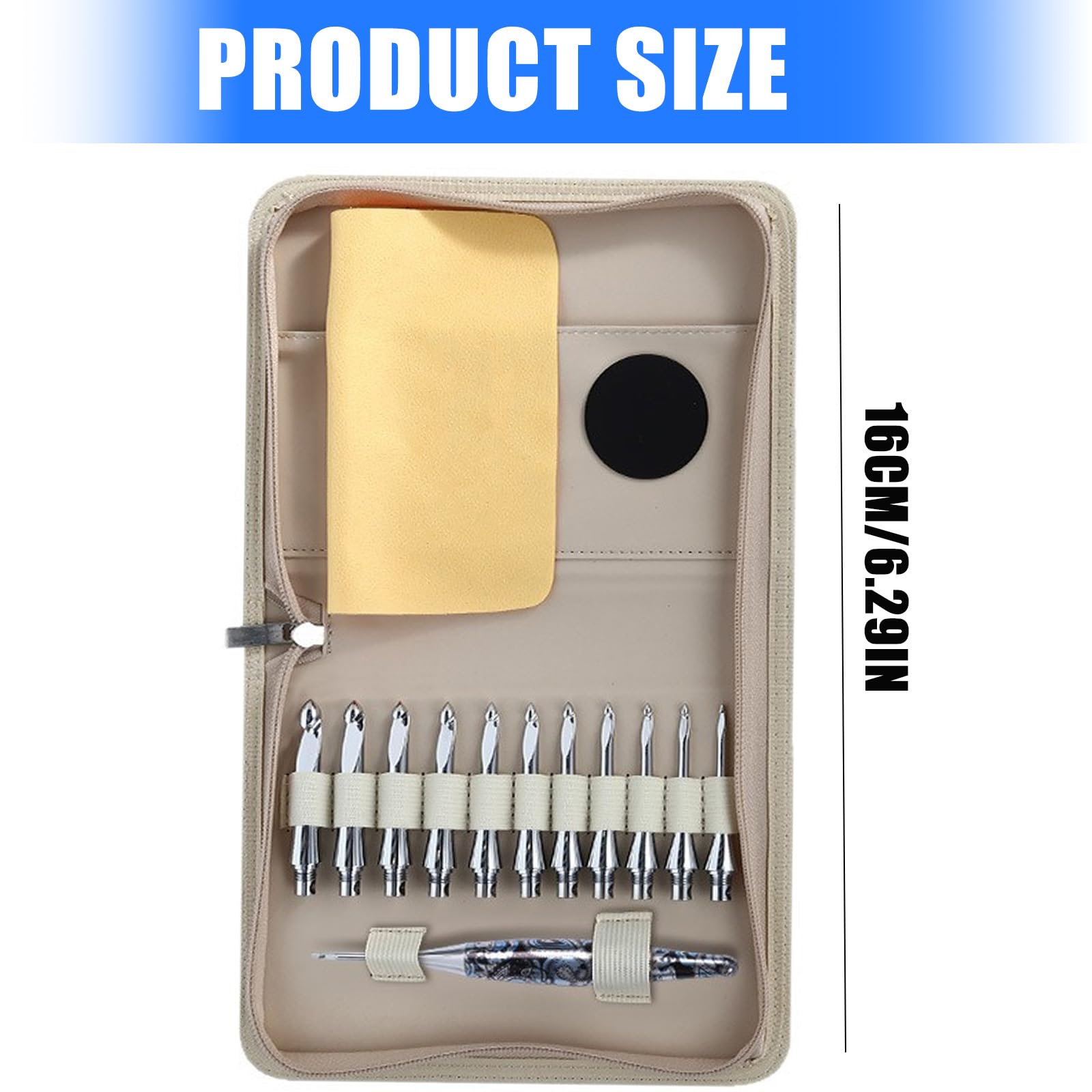 Aguja de ganchillo tunecina con 11 puntas intercambiables de 3,5 a 10 mm, ergonómica, para tejer suéter, bufanda, manta, profesional, intercambiable