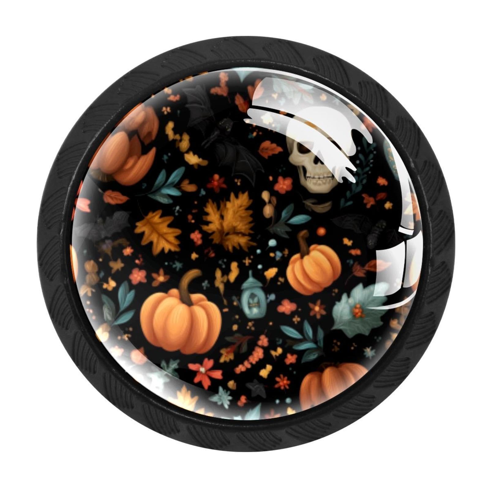 CHENZZZZ 4 Pieces Halloween (9) Kitchen Cabinet Knobs Drawer Knobs Dresser Knobs Black Knobs Drawer Pulls Dresser Drawer Handles Knobs for Dresser Drawers