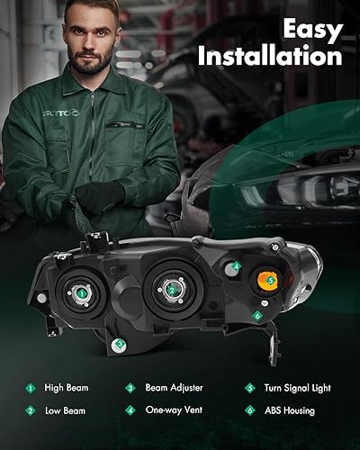 Miniatura 3 de SCITOO Faros delanteros para Honda Civic 2 puertas Coupé 2006-2011 faros negros carcasa ámbar reflector lente transparente lado conductor y pasajero