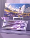 MageGee SKY98 Wireless Gasket Mechanical Gaming Keyboard, 96% Hot Swappable RGB Custom Creamy Keyboard with 5-Layer Sound Padding, BT/2.4G/USB-C, NKRO for Win/Mac (Lavender, Violet Switch)