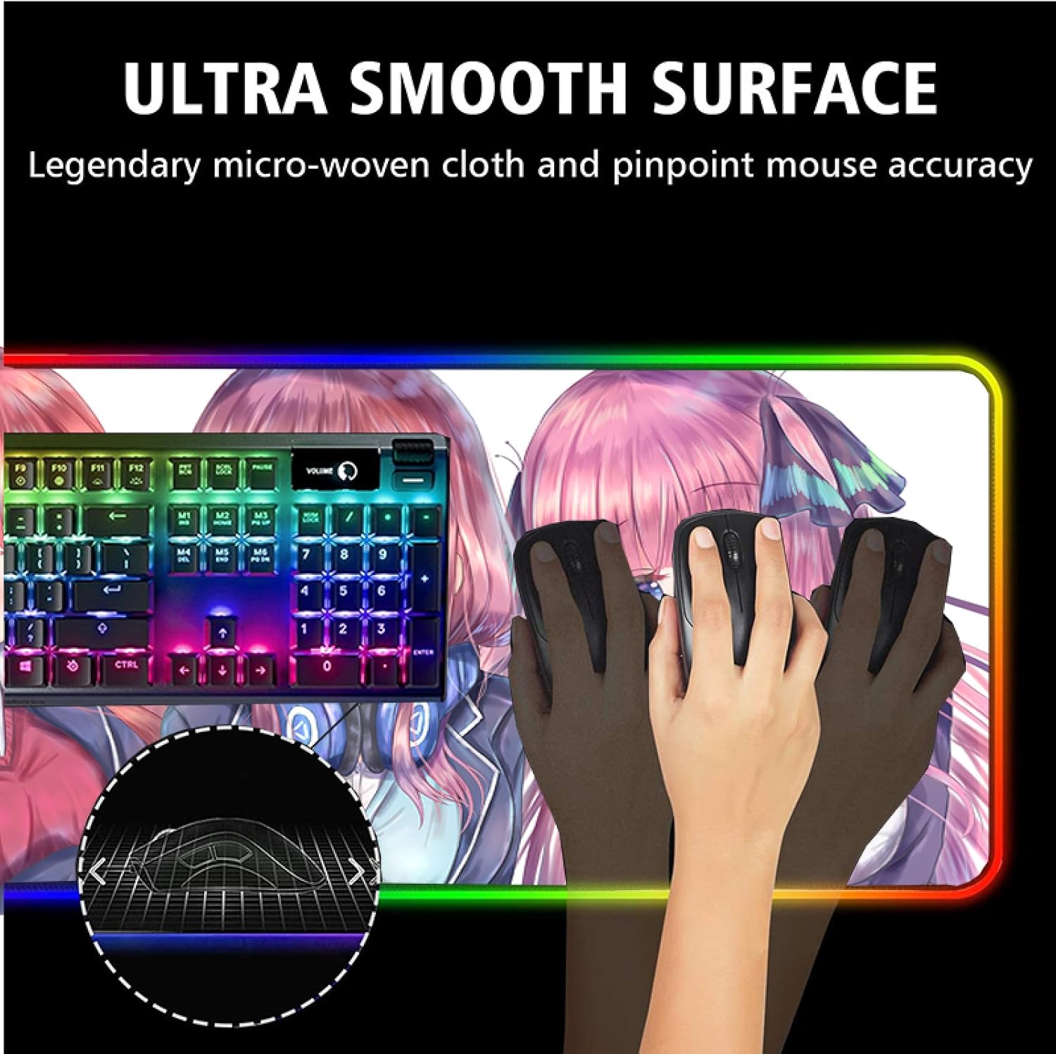 Mouse Pads Anime Quintessential Girls RGB Mouse Pad Gaming Accessories Mouse Pad Large Mouse Pad Gamer PC Non-Slip Cute Girl Desk Mat,RGB,L