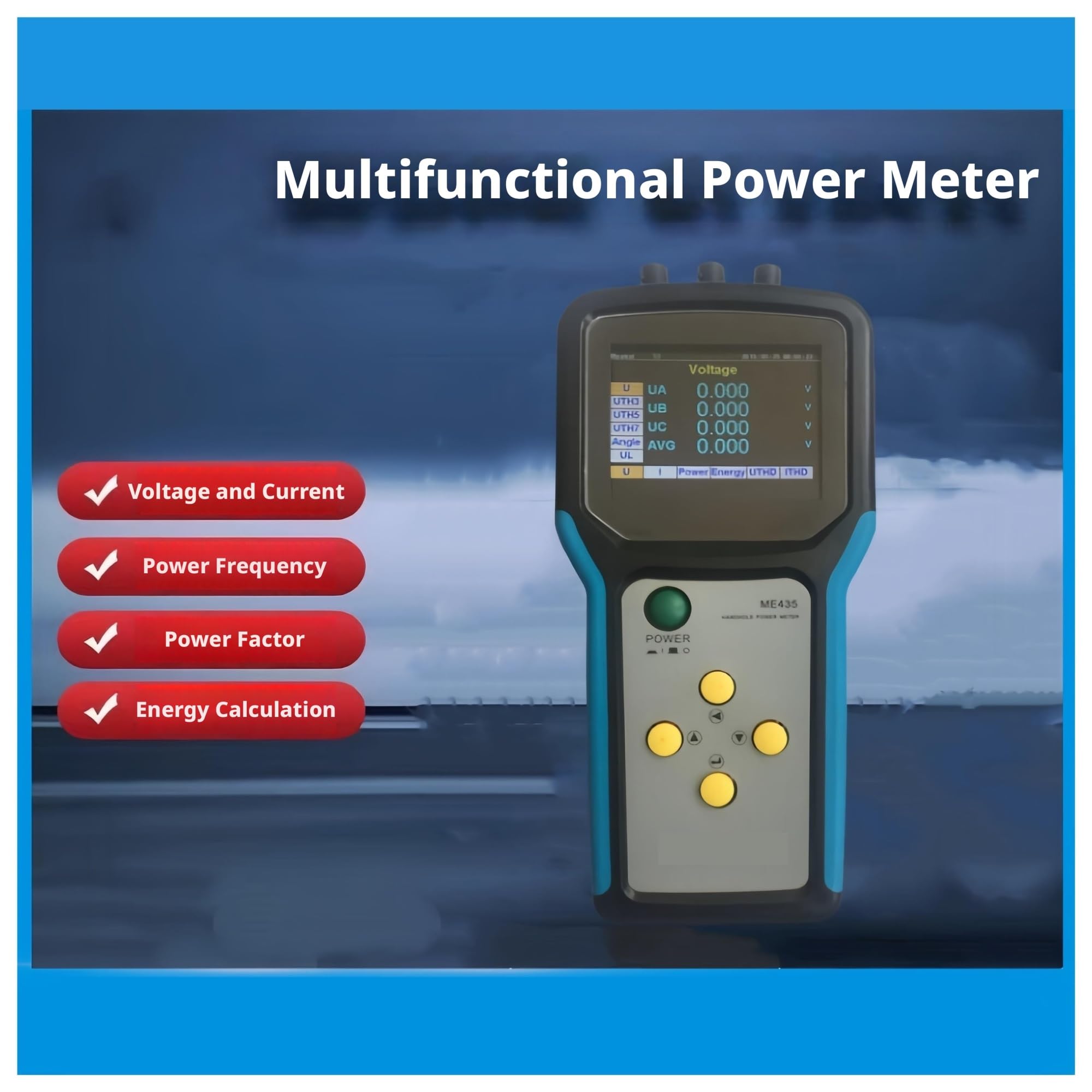 ME435 Handheld Three-Phase Power Quality Analyzer, Three-Phase Three-Wire Meter, Rogowski Coil(Only the host)