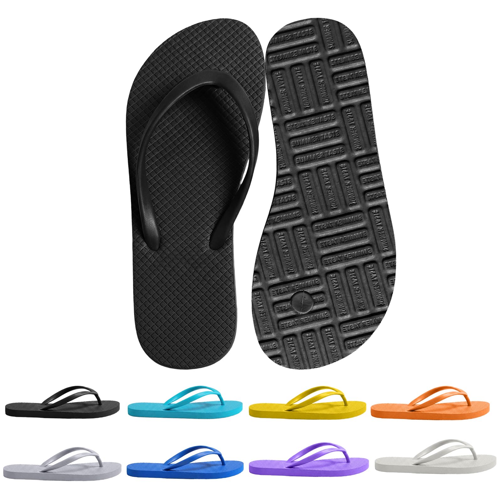 Women's Non-Slip Flip Flops Ultra Lightweight Basic Thongs Rubber Soft Slide Slip-on Shoe…