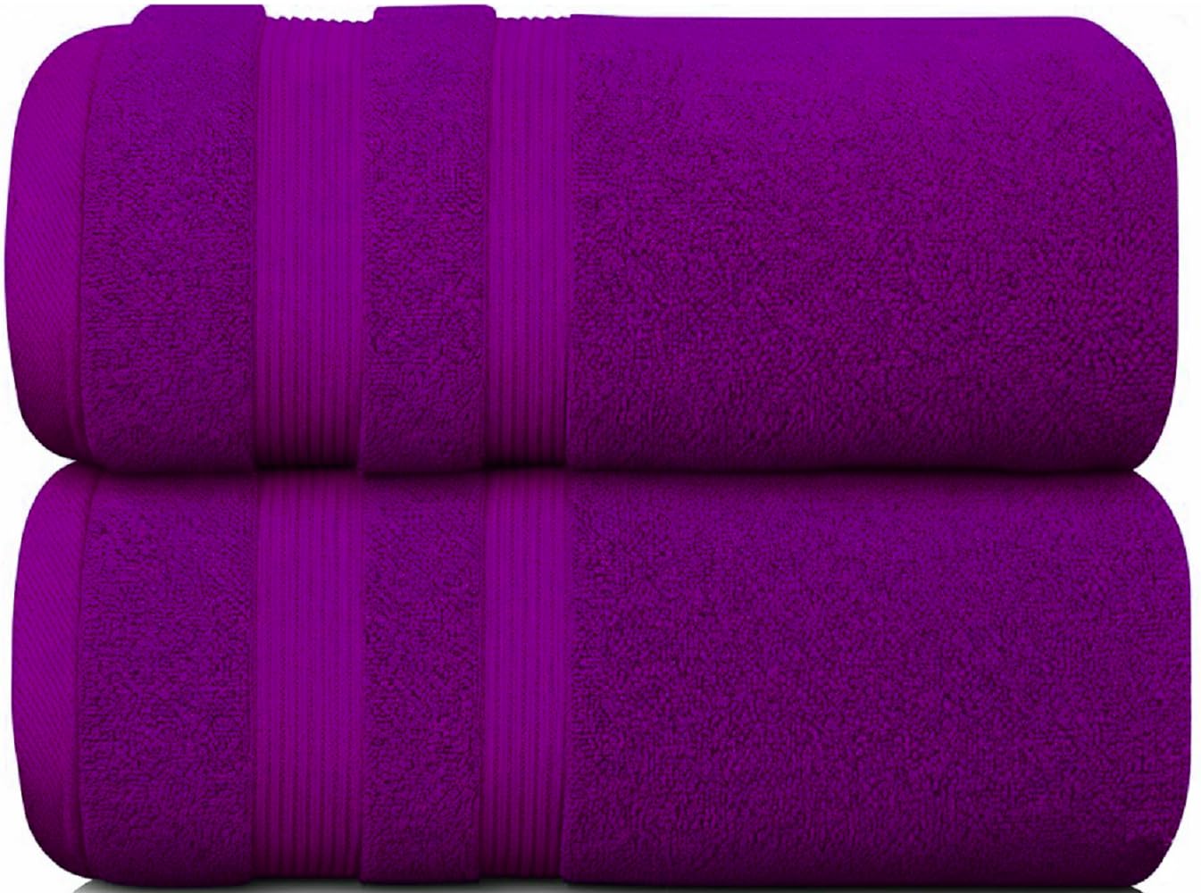 FB 2 X Luxury Super Jumbo Bath Sheet Super Soft 100% Egyptian Cotton Extra Large Bath Sheet Towel 600 GSM Big Towel Bath Sheet (Purple, 2)