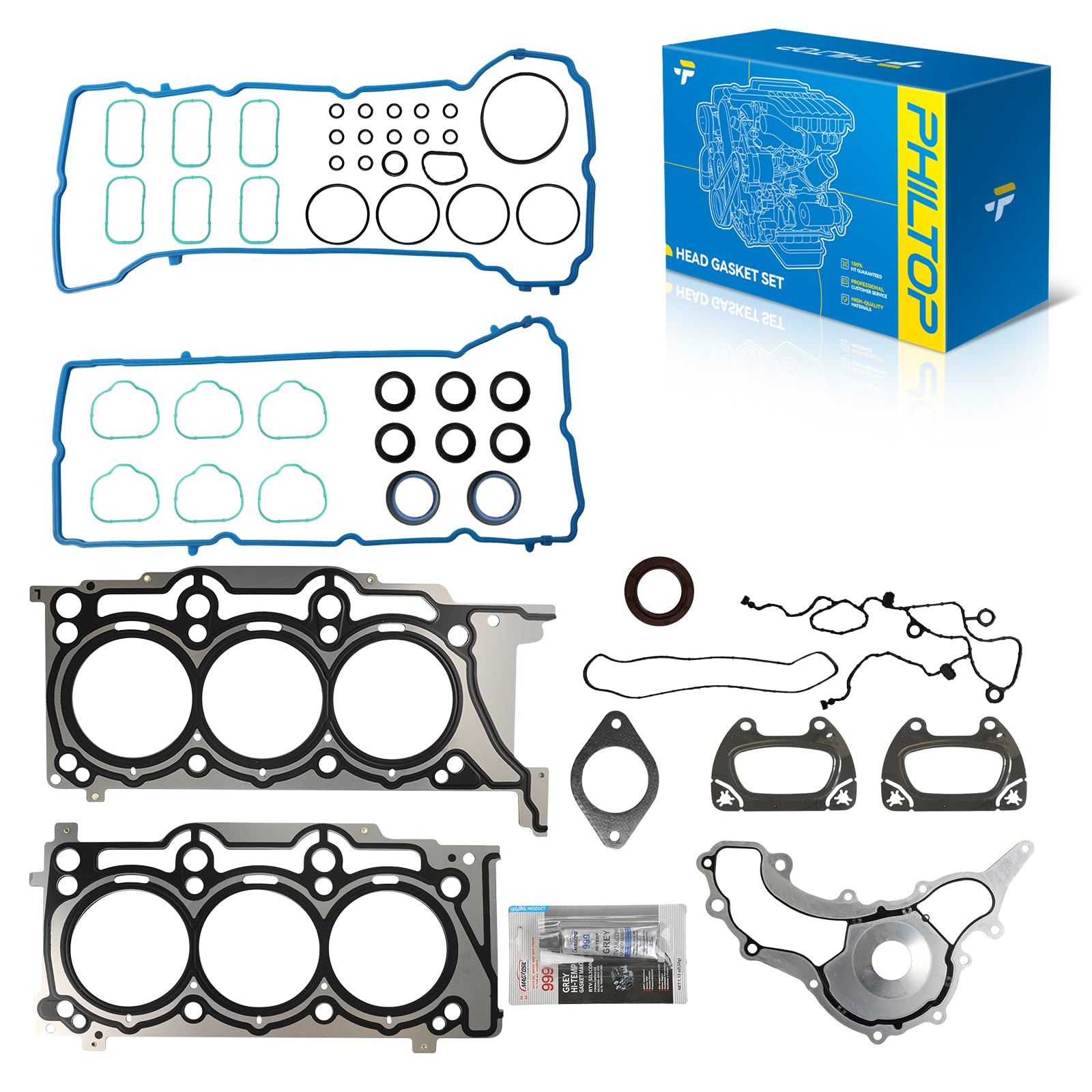 PHILTOP HS26541PT Head Gasket Set Fit for Jeep Wrangler JK Grand Cherokee, for Chrysler Town &amp; Country 300 200, Dodge Grand Caravan Journey Charger Durango,Ram 1500 Classic, for 3.6L Engine Gasket Kit