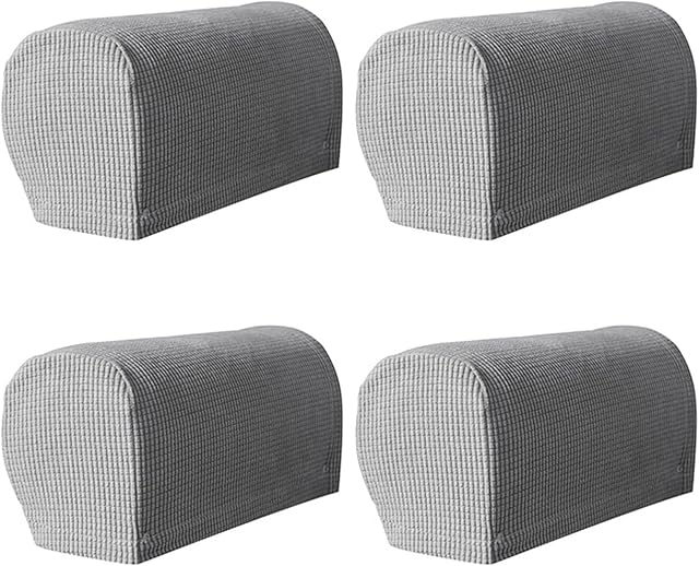 Errum Armchair Covers Set of 4 Stretch Armchair Couch Non-Slip Arm Caps Armrest Cover Furniture Protector Slipcovers for Chair Sofa Couches Recliner (Light Grey)