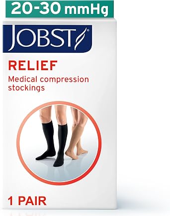 JOBST Relief 20-30 mmHg Knee High Graduated Compression Stockings - Regular Band, Open Toe