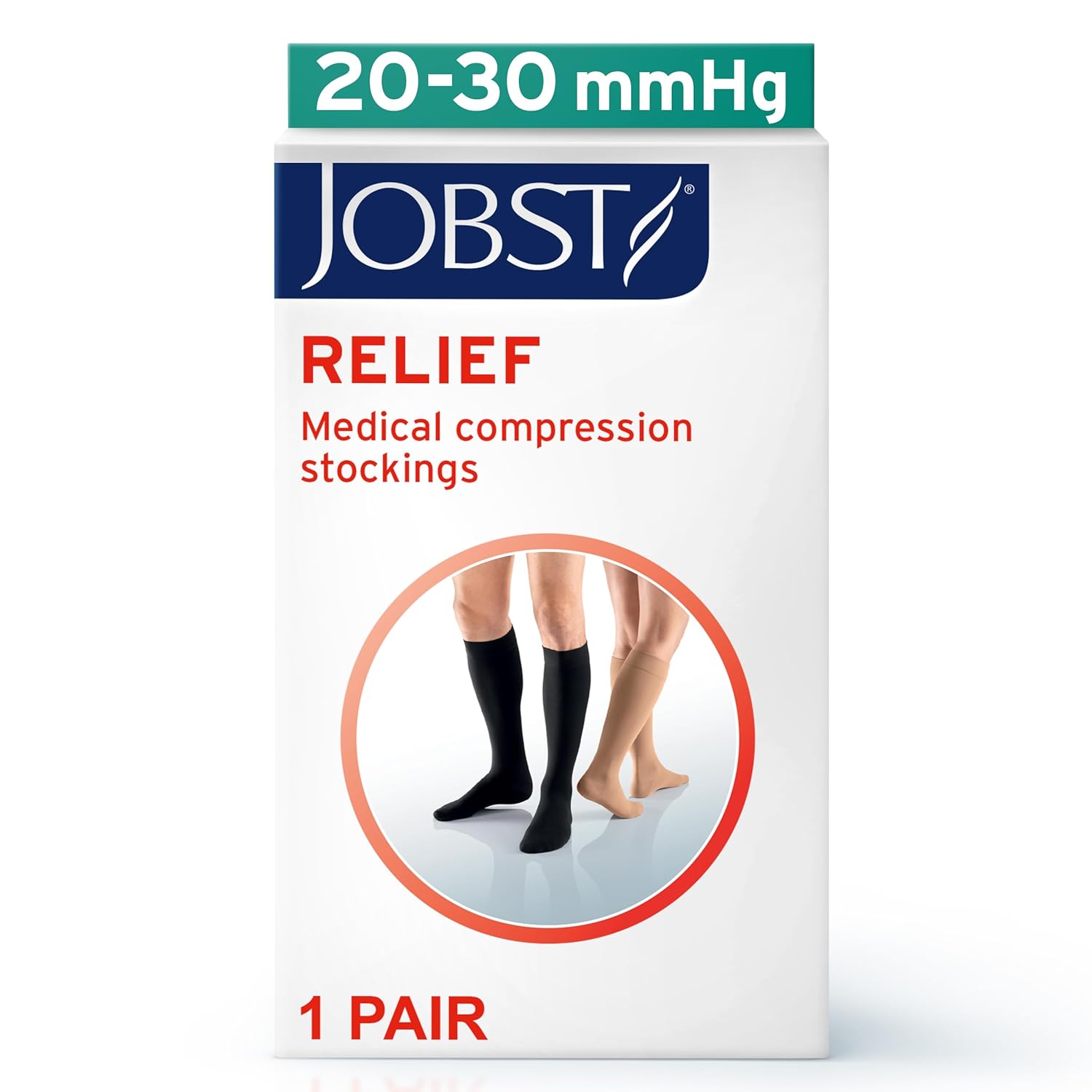 JOBST Relief Knee High Graduated Compression Socks 20-30mmHg - Comfortable Unisex Design - Open Toe, Black, Large - Image 2