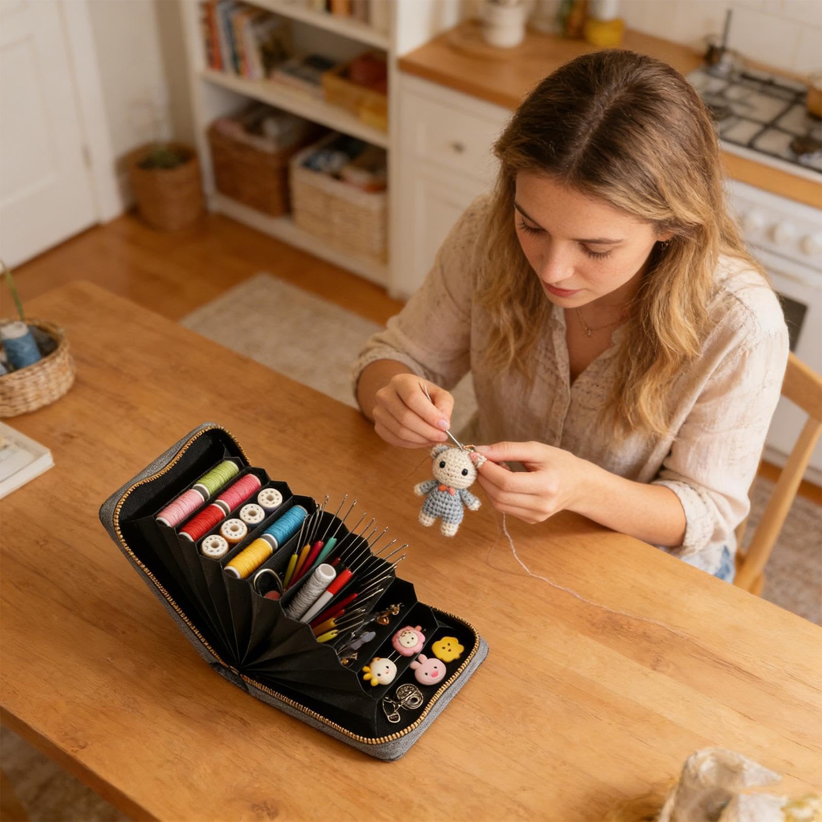 Bolsa para Agujas de Tejer Estuche Fino Multicapa Portátil