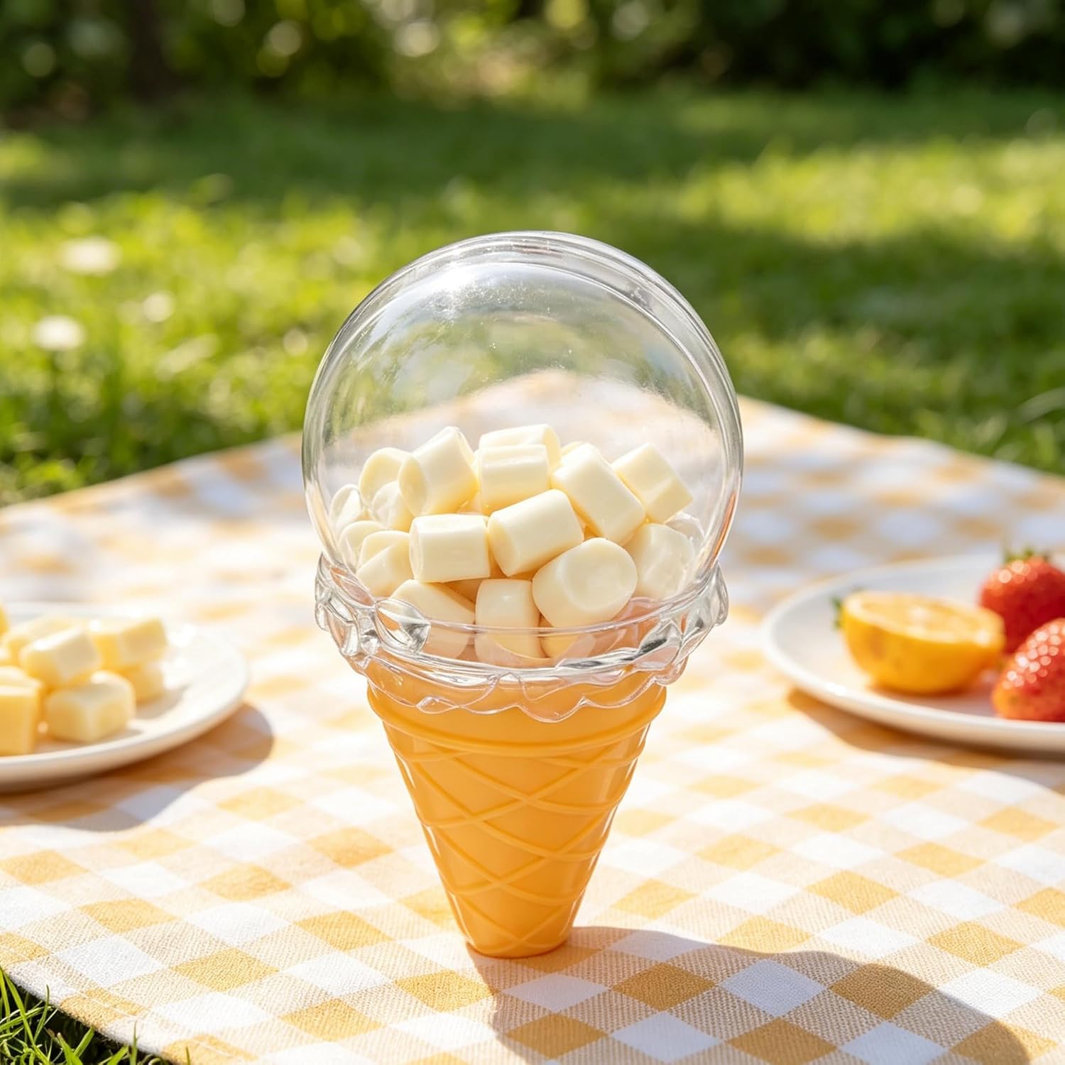 KONTONTY 16 Pcs Ice Cream Design Round Candy Packaging Boxes Plastic Party Favor Containers for Weddings Birthdays Home Decor 3.94X2.36X2.36 Inches