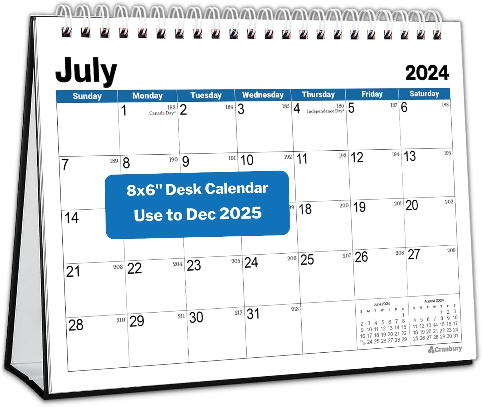 CRANBURYSmall Desk Calendar 2025 8x6" (Blue), Professional Standing Desk Calendar, Stand Up Desktop Calendar, Monthly Flip Popup Table Calendar