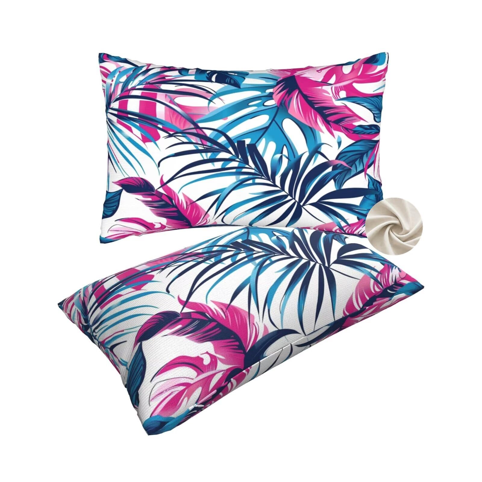 Housse de coussin plantes tropicales 60x80 taie oreiller salon et chambre