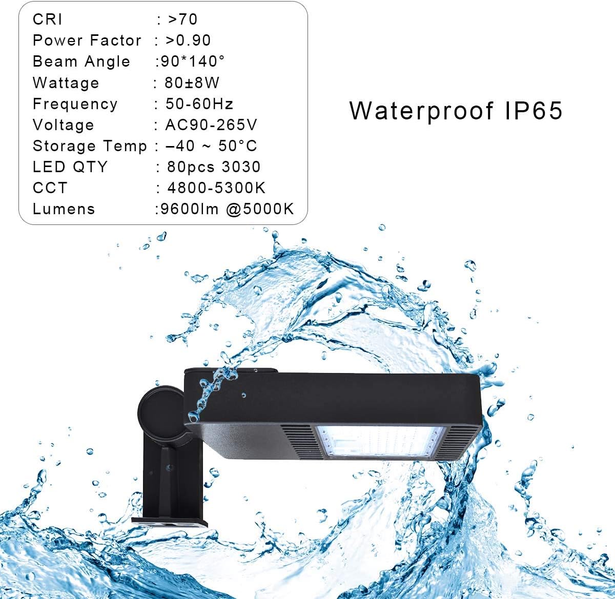 Review LED Parking Lot Lights 80W-9600lm Outdoor LED Flood Lights 5000K LED Shoebox Lights - Arm Mount for Square Pole Commercial Street Area Light for Stadium, Parking Lot, Roadways (Optional photocell)