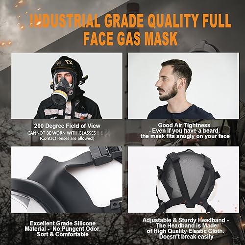 Miniatura 3 de Máscara respiradora de vapor orgánico nuclear y químico de supervivencia con filtros Filtración avanzada de 1.575 in, cartucho 60926 para partículas