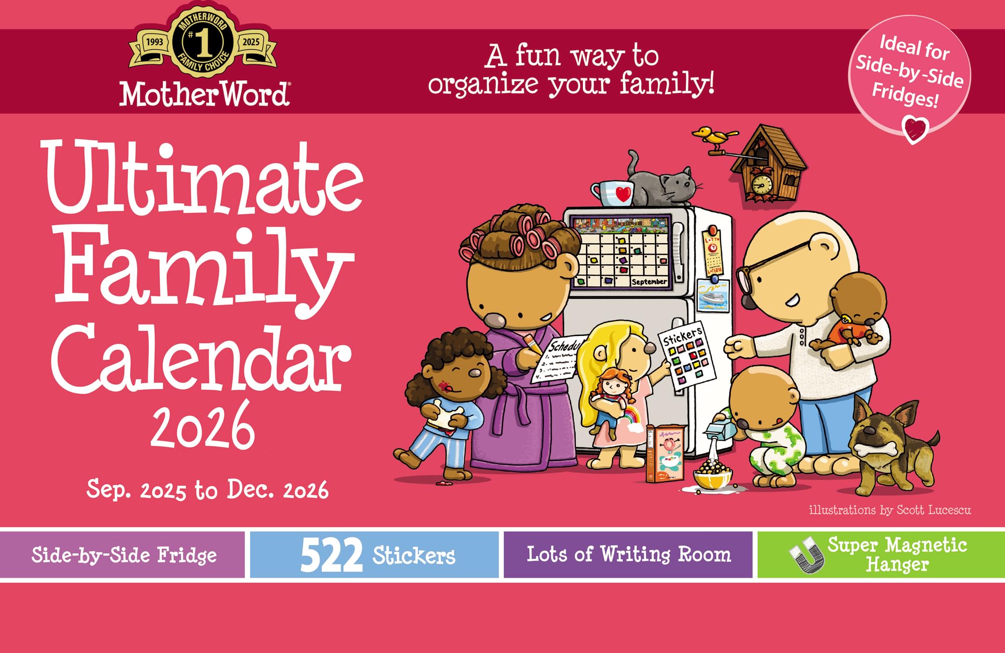 2026 MotherWord Ultimate Fridge Magnetic Hanging Family Calendar