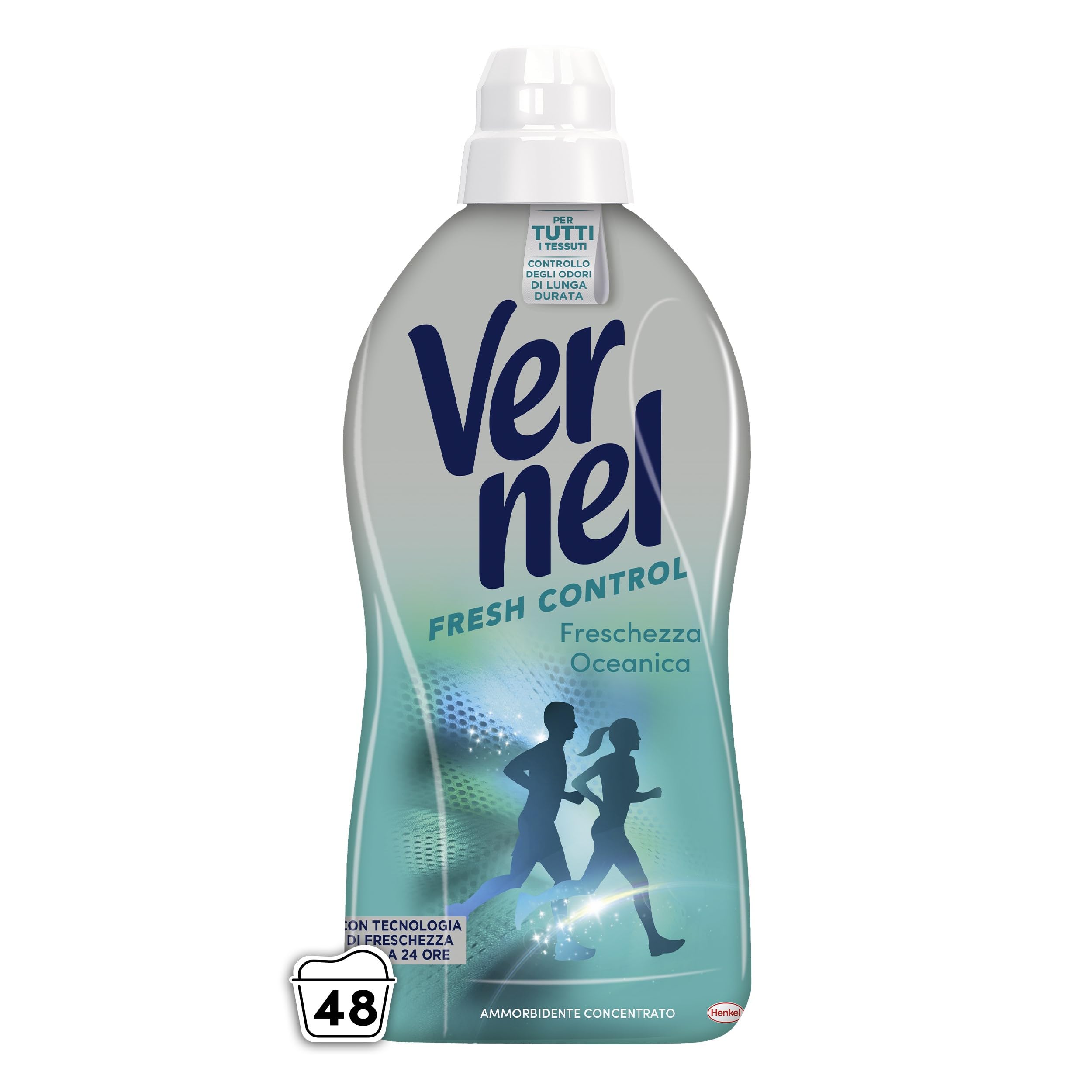 Ammorbidente Concentrato Vernel Fresh Control Freschezza Oceanica (10 x 48 lavaggi), Ammorbidente Concentrato per Tutti i Tessuti, con Controllo degli Odori di Lunga Durata