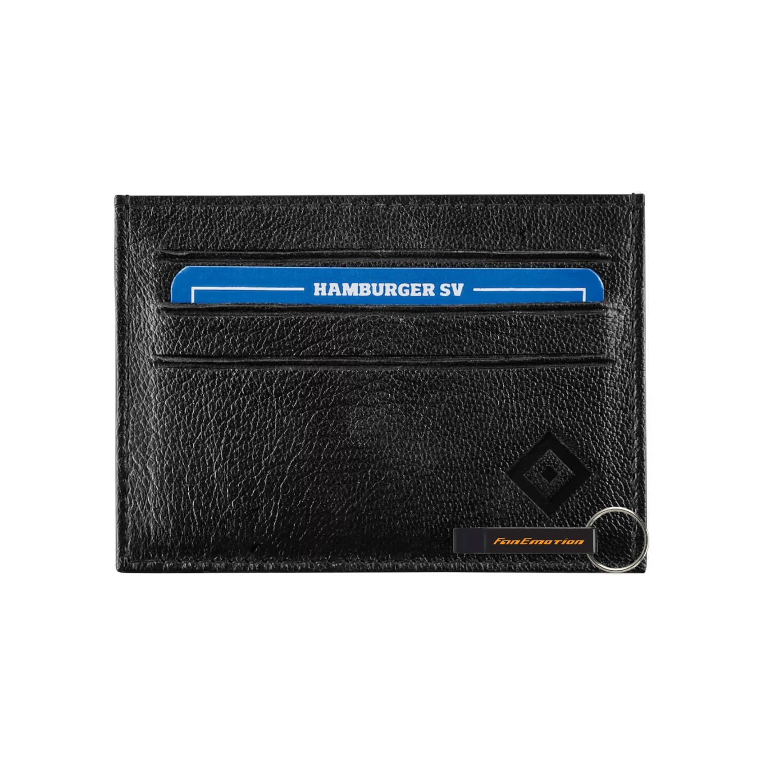 Hamburger SV HSV Kartenetui „Raute“ – Offizieller Fanartikel – Schwarzes Etui mit geprägter HSV-Raute – 100% Leder – 6 Kartenfächer – inkl. Geschenkbox – kompakt & elegant
