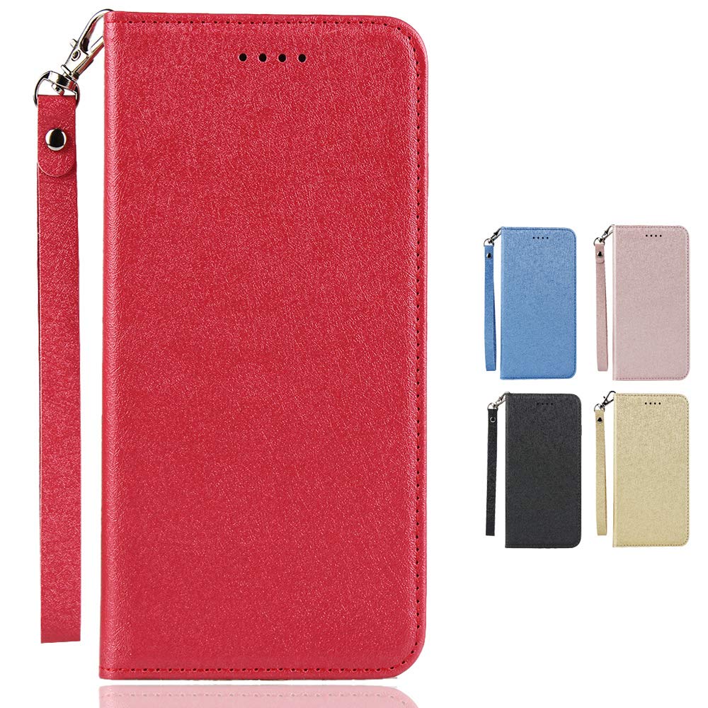 シャープ ソフトバンク SoftBank シンプルスマホ5 / A001SH ケース 手帳型 シンプルスマホ5 / A001SH 縄掛け ケース 財布型 シンプルスマホ5 / A001SH TPU ケース シャープ ソフトバンク SoftBank 蚕糸 PUレザー Simply 5 / A001SH PUレザー 携帯 カバー Cavor 柔らかい材質 クレジットカードスロット付き ノートブック型スタンドホルダー マグネット閉鎖 シンプルスマホ5 / A001SH カバー 財布型 内蔵マグネット落ち着いた色　軽量　便利 強磁性 横置きスタンド 機能 軽量　超薄型　耐摩擦【選べる5色】- レッド - 1