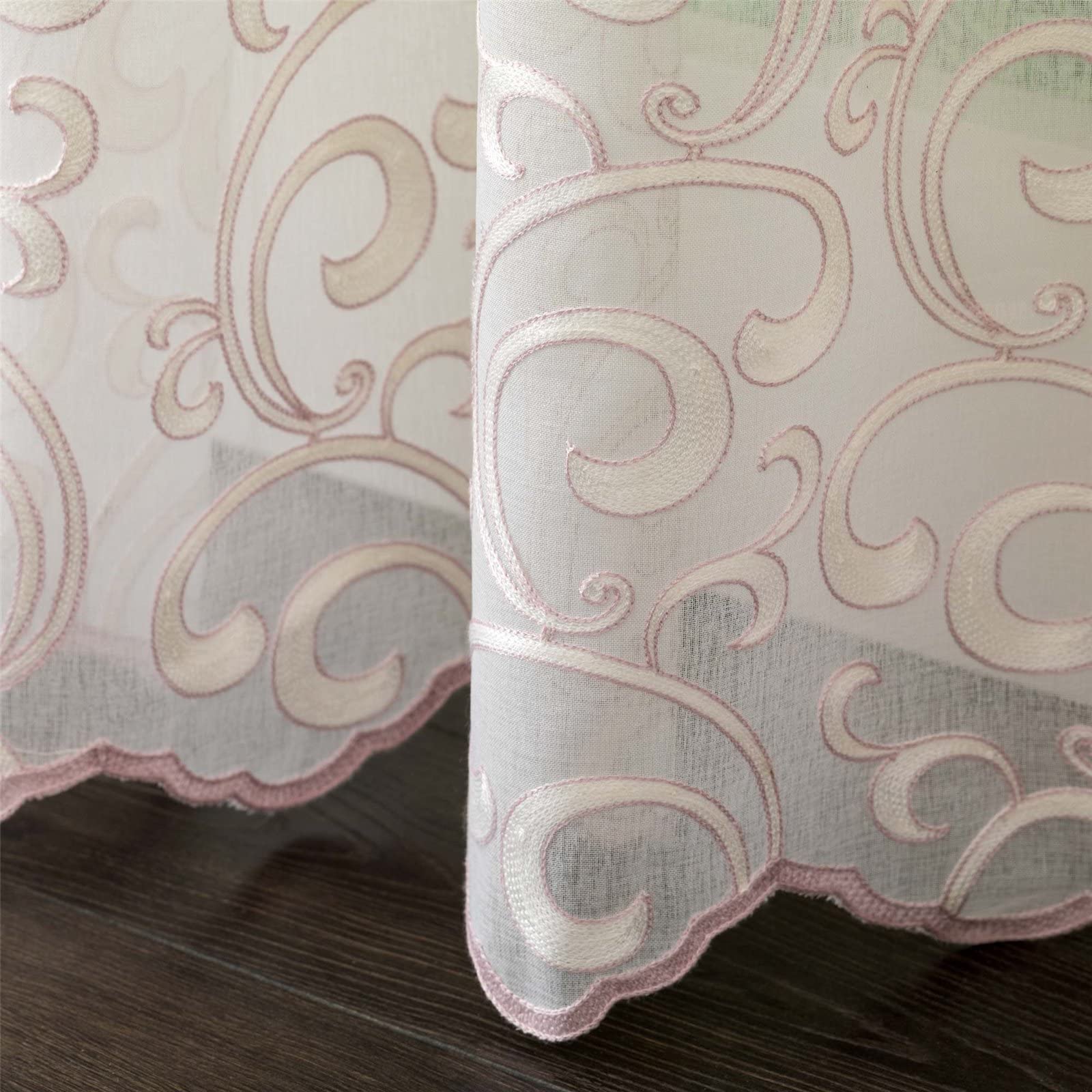 Linea Oro Pannello Tenda Singolo Semitrasparente – Rosa, Cm 140x280, Tessuto Leggero - 5