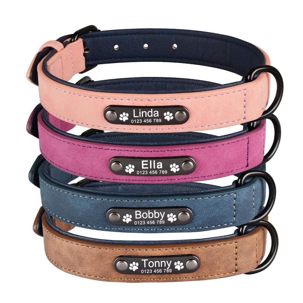 Collare Per Cane In Pelle Morbida Con Glitter E Personalizzazione Incisa - Regolabile Con Etichetta