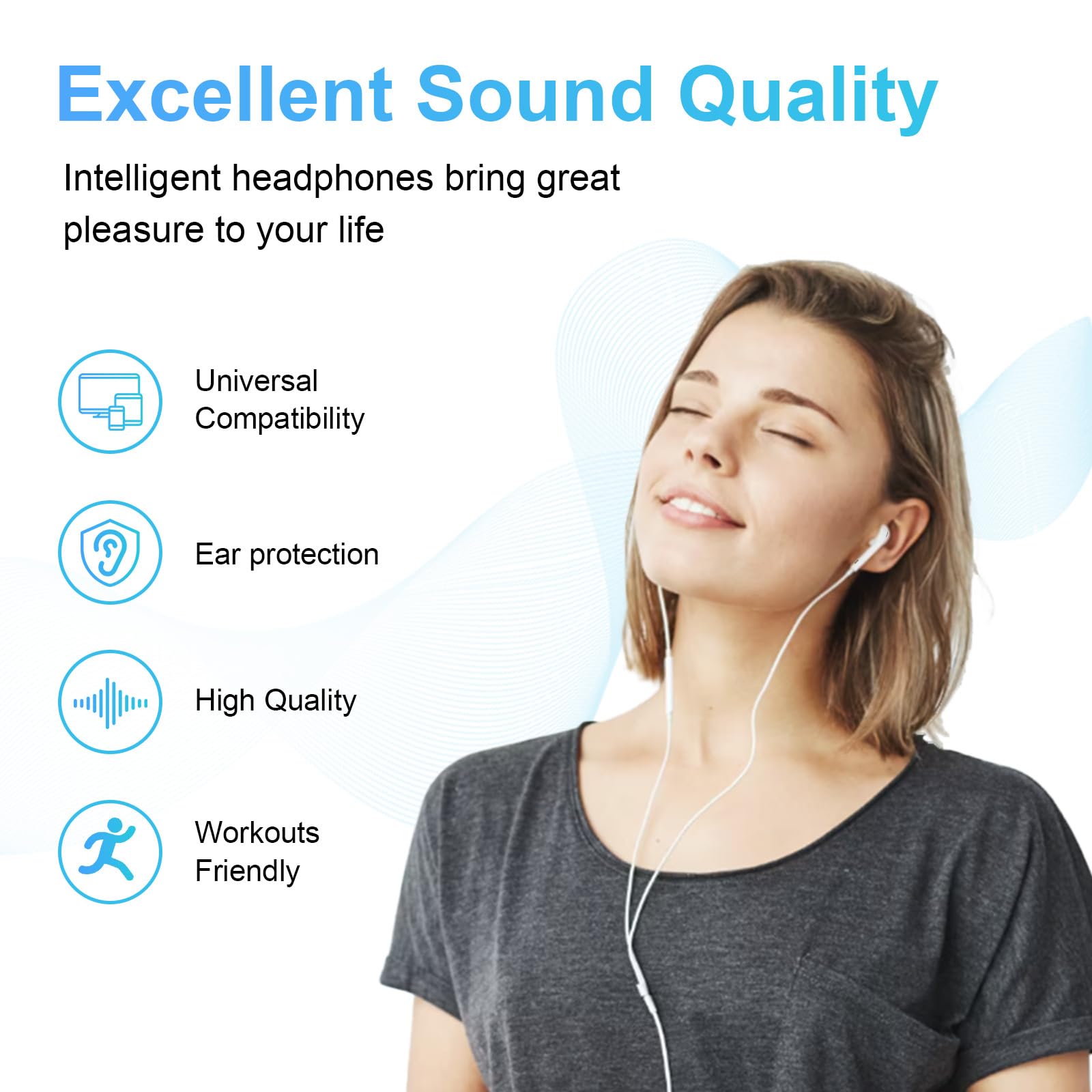 Confezione da 4 auricolari cablati HiFi stereo con microfono, controllo del volume, compatibili con iPad, laptop, MP3, smartphone Android, adatti a tutti i dispositivi con jack da 3,5 mm
