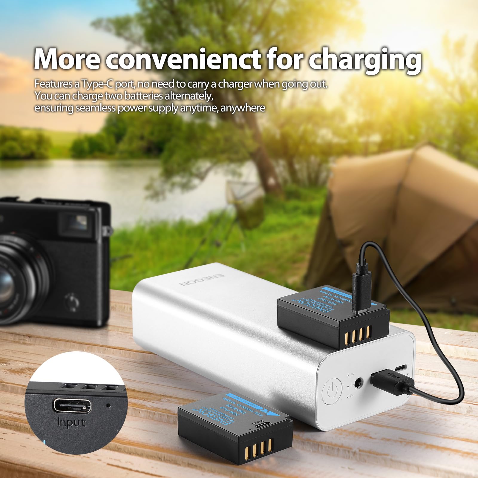 NP-W126 Chargeur De Batterie De Voiture Portable Avec écran LCD Et Port USB Pour Fuji Fujifilm FinePix HS30EXR HS35EXR HS50EXR X Series X-A1 X-E1 X-E2 X-M1 X-Pro 1 X-T1 Et Plus Encore