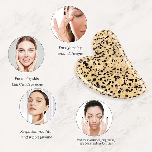 Miniatura 4 de Gua Sha - Juego de 3 herramientas faciales de masaje Guasha, jade Gua Sha, masajeador de raspado para cara, cuello, ojos y cuerpo, tabla de guasha