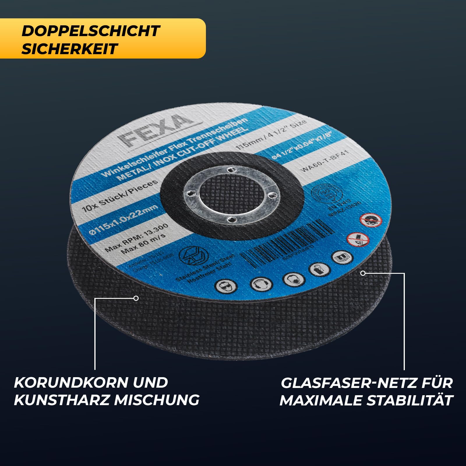 20 Disques à Tronçonner 115mm Pour Meuleuse - Acier Inox Et Métal, Épaisseur 1.2mm Alésage 22.23mm