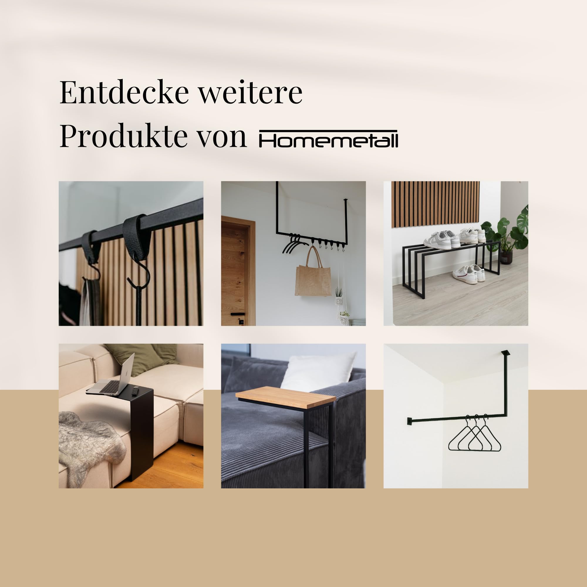 Kleiderstange Wandmontage Schwarz aus Metall - Garderobenstange Wandmontage 50 kg Traglast - in Handarbeit hergestellt & pulverbeschichtet - Wand-Kleiderstange T30cm x B100cm