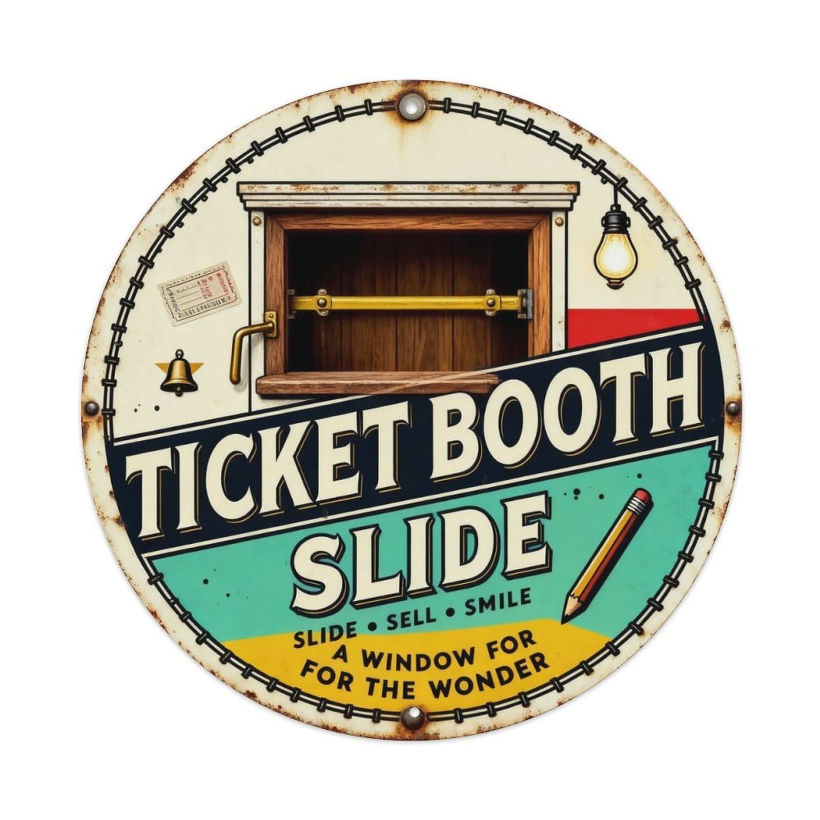 Ticket Booth Slide Sign Metal Tin Sign Plaque
