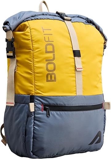Boldfit Rolltop Bags for Mens 45 Ltrs+ Unfolded Overnight Backpack for Men Travel Backpack for Women with Sleeve Separator Travel Bag for Men Pack…
