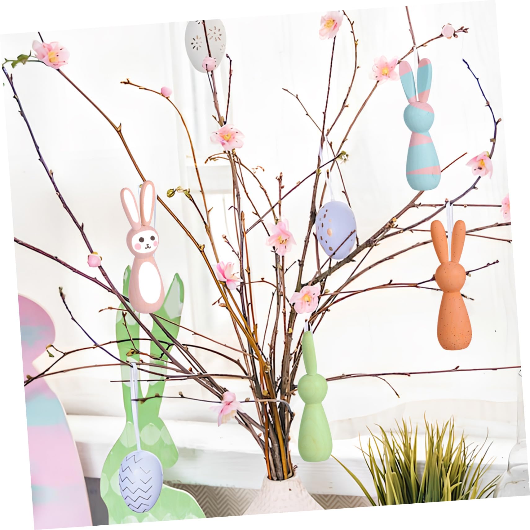 Figuras Decorativas Mini Conejos de Madera sin Terminar para Bricolaje, 5 Piezas Natural, Superficie Lisa, para Manualidades Infantiles, Decoración de Habitaciones y Mesa, Uso Artesanal