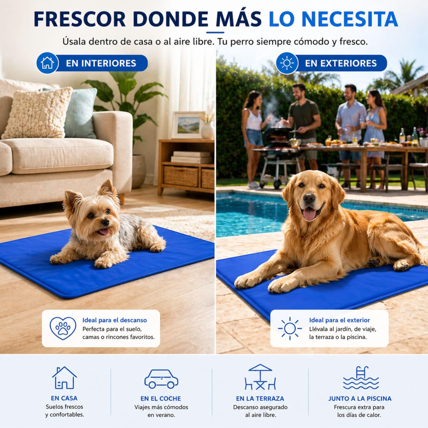 Cama Perro Verano 90 x 50 cm – Manta refrescante para Perros Colchoneta Cama Refrescante Perro Alfombra Refrescante Perro Cama Fria para Perros Manta Fria Perros y Gatos Alfombra Refrescante Mascotas