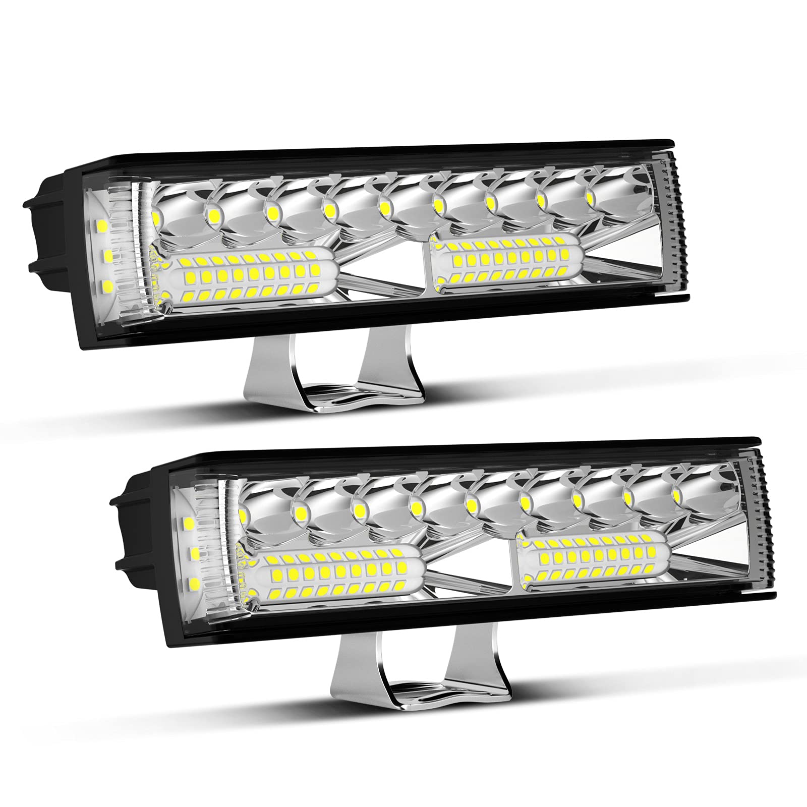 LIGHTFOX 6Inch LED Light Bar - 2PCS Led Light Pods Waterproof Work Light Off Road Driving Light Flood Spot Beam Combo Fog Light for Truck Pickup ATV SUV UTV Boat