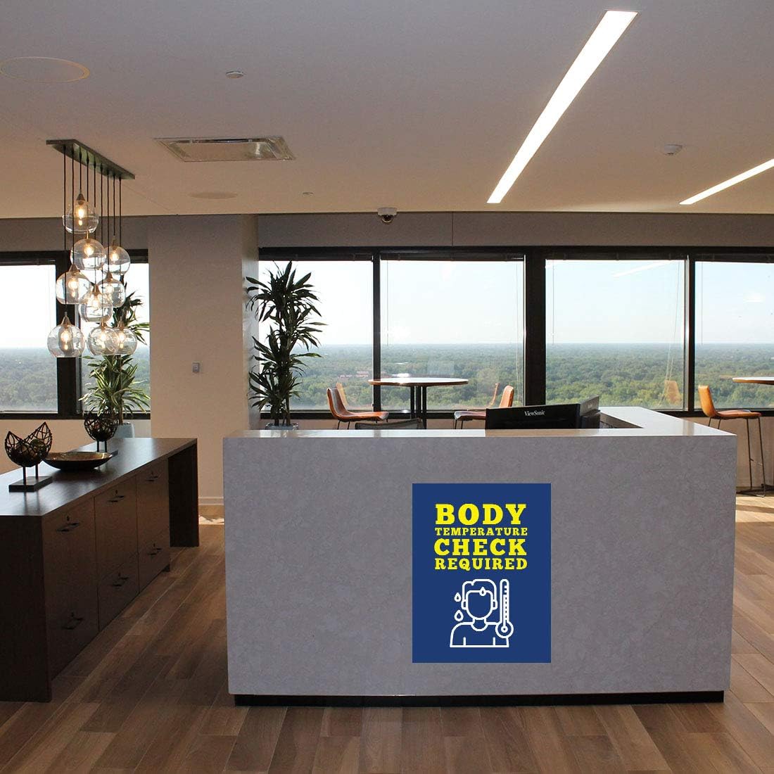 Andaz Press Temperature Check Body Temperature Check Required Business Signs, 10-Pack 8.5" x 11" Labels, Vinyl Sticker Decals