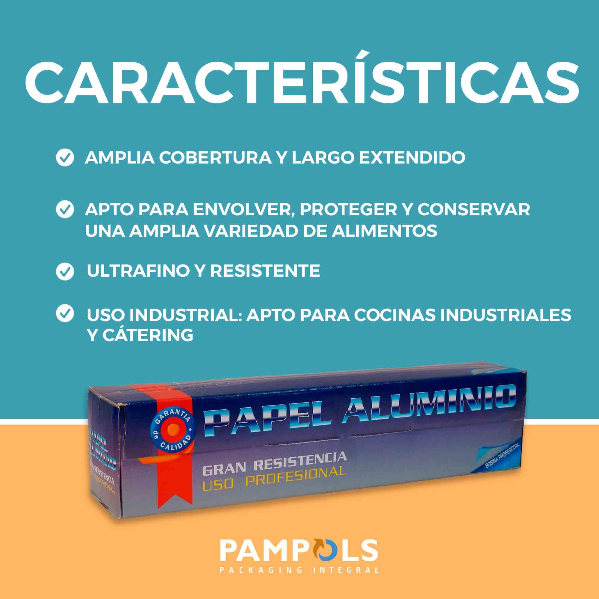 Papel de aluminio profesional | Ancho 40cm x Largo 190m | Espesor de 13 micras | Extralargo y ancho | Ultrafino | Ideal para industria alimentaria